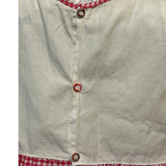 Vtg Handmade Wht/Red Check Dress, Stitched Horse/Flower 9-12months - Picture 7 of 11
